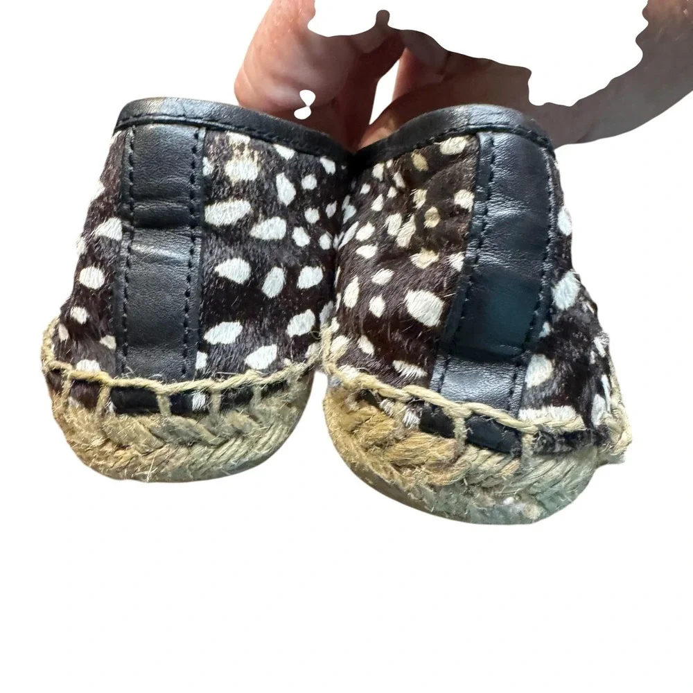 Tory Burch Shoes Womens Size 6 Brown Fur Espadrille Flats Animal Print Casual
